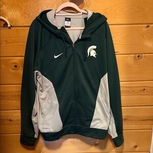 Nike Michigan State Spartans MSU Dark Green Zip Up Hoodie Therma Fit